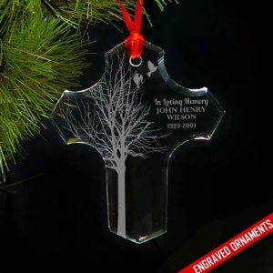 In Loving Memory Personalized Laser Engraved Glass Ornament