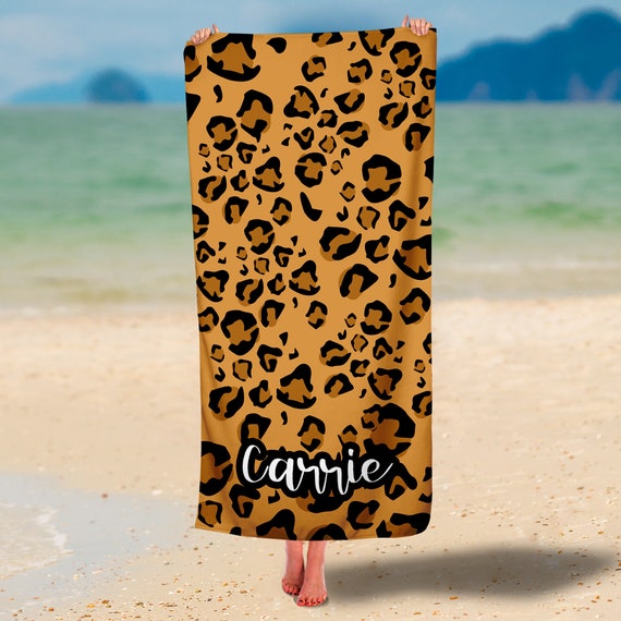 Custom Leopard Beach Towels Softball Towel Super Soft Large