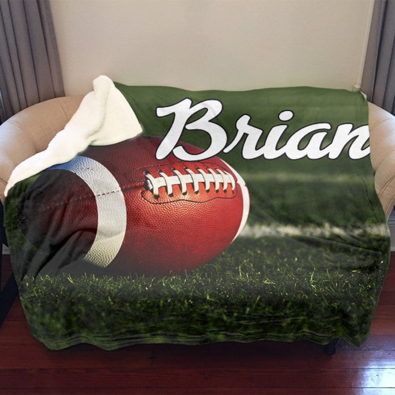 Football Personalized Sherpa Blanket Personalized Football Etsy