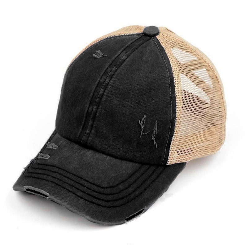 Ponytail Hat Unique High Ponytail Criss Cross Distressed Cap CC Exlusive Premium Ponytail Hat