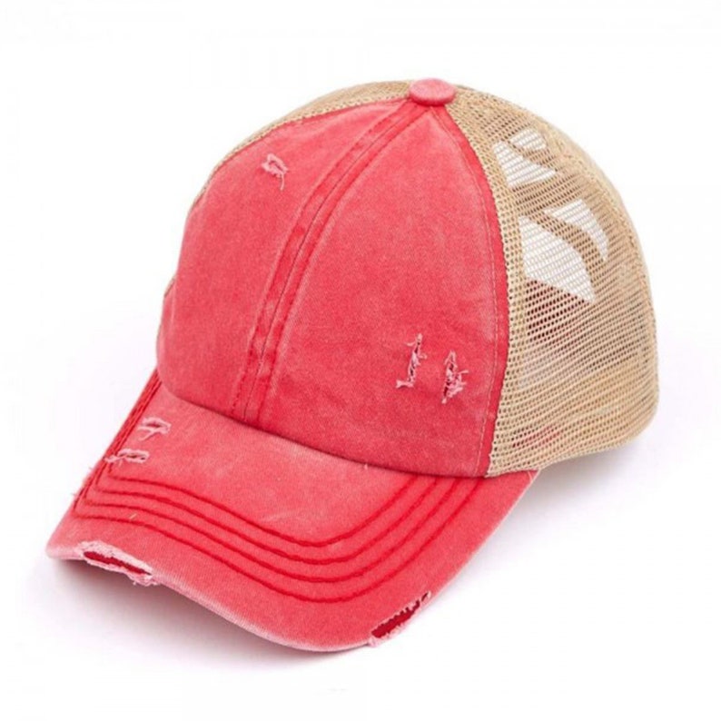 Ponytail Hat Unique High Ponytail Criss Cross Distressed Cap CC Exlusive Premium Ponytail Hat