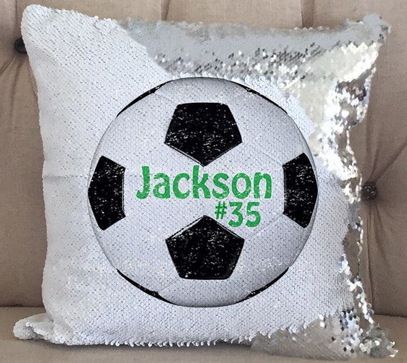 Soccer Magical Sequin Pillow Personalized Soccer Mermaid Sequins