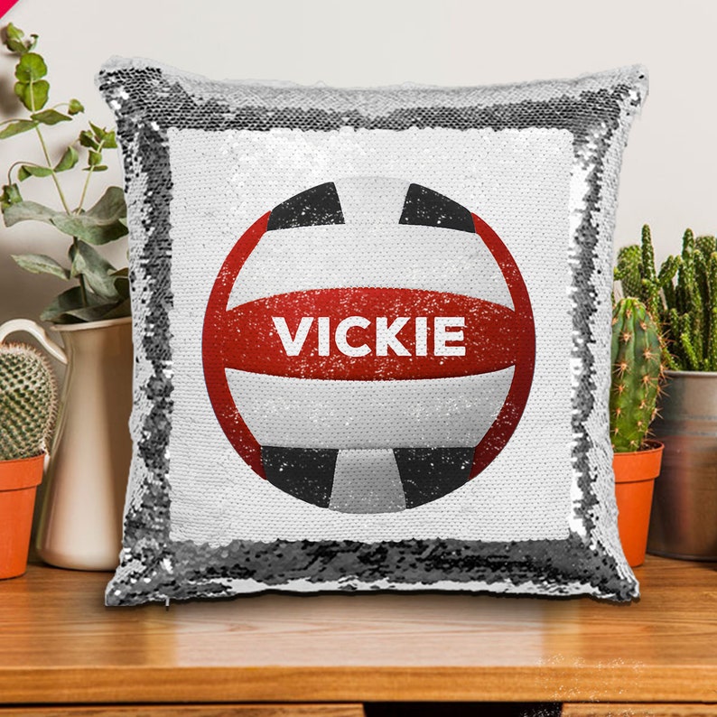 Volleyball Magical Sequin Pillow Personalized Volleyball Etsy