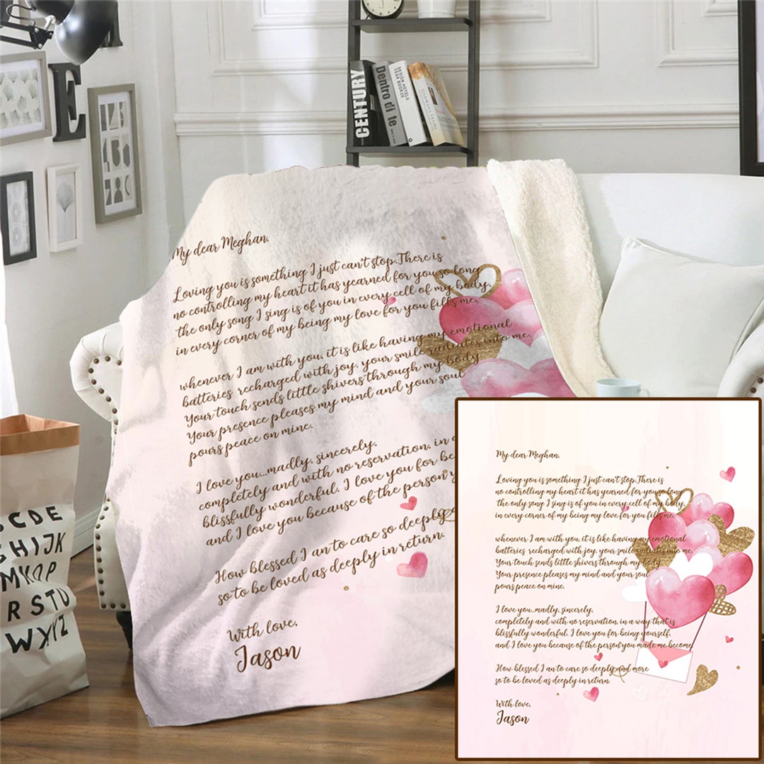 Love Letter Personalized Throw Blankets Love Letter Blanket Etsy