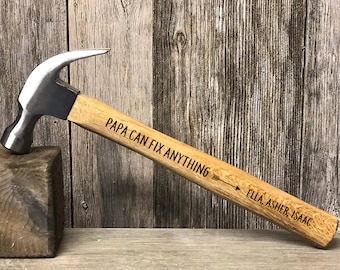 Fathers Day Gifts Fix Anything Laser Engraved Personalized Hammer