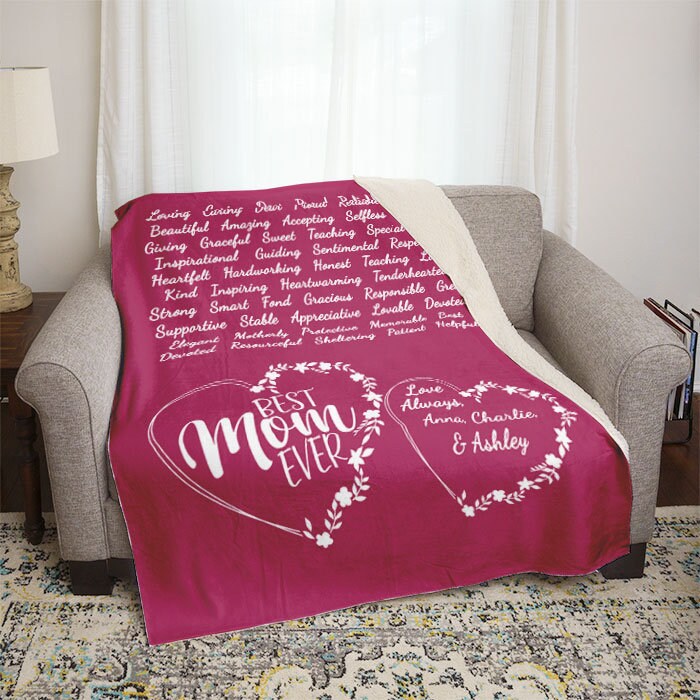Best Mom Ever Words of Love Personalized Mom Throw Blankets Etsy