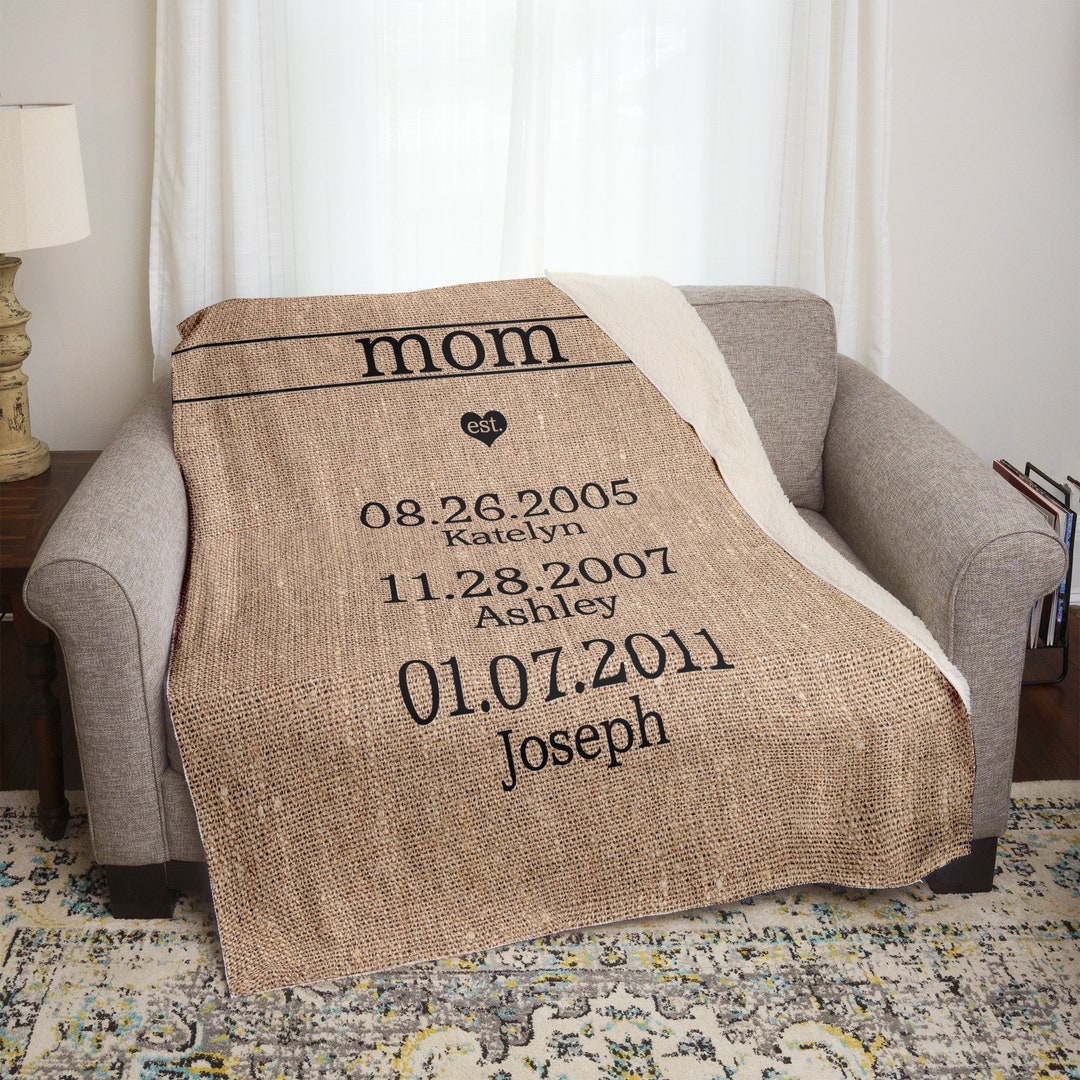 Mom Personalized Sherpa Blanket, Personalized Mothers Day Blanket Gift, Premium Extra Soft