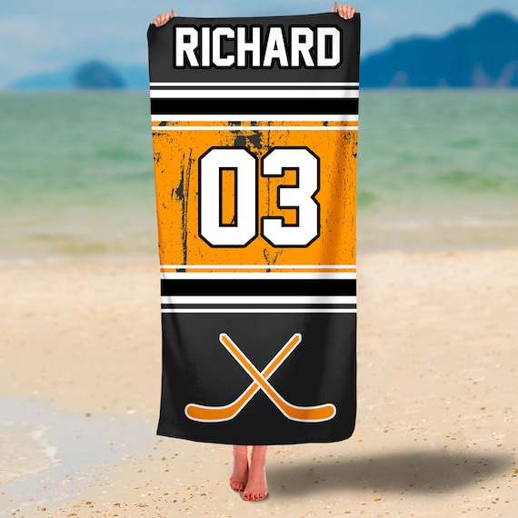 Hockey Personalized Beach Towels, Super Soft Large Beach Towels, Perfect Gift for Hockey Players, Summer Personalized Beach Towels