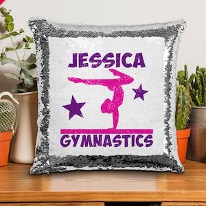 Gymnastics Magical Sequin Pillow, Personalized Gymnastics Mermaid Sequins Pillow, Magical Gymnastics Gift For Girls Pillow