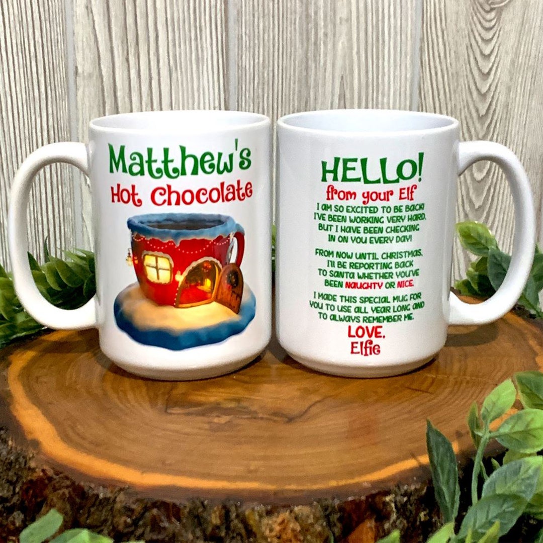 Hello Christmas Elf Personalized Kids Christmas Mug Put It