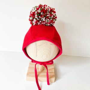 Winter Robin | Handmade Reversible Hand-Embroidered Baby Bonnet With Interchangeable selling Button Pom-Pom
