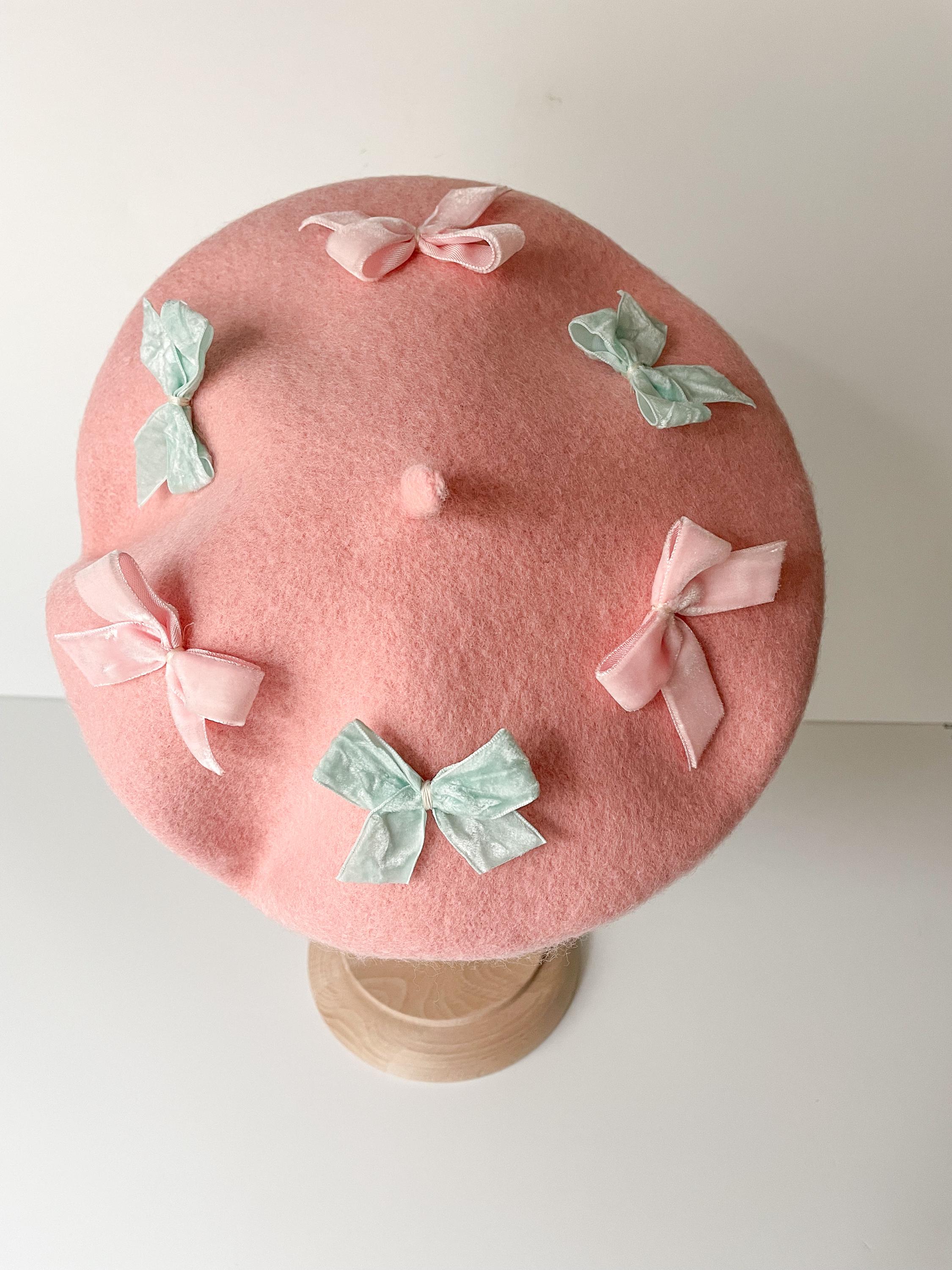 Cream Cotton Beret 10.5 Inch Diameter As seen on Mary Poppins Returns in Pink Pink Beret Pom - Etsy main image 4