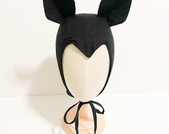 Linen Adult Bat Bonnet, Widow Peak, Dracula Costume, kitish bat hat, handmade bat hat, cosplay bat costume, cosplay