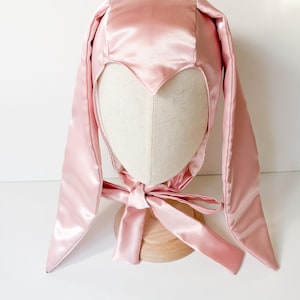 Satin Adult bunny bonnet, pink bunny hat, adult bunny, adult bunny bonnet, Easter bunny, bunny hat, pink bunny bonnet, silk adult bunny hat