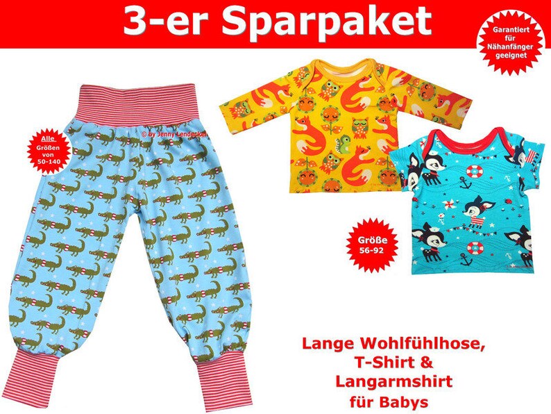 pdf.Schnittmuster und Nähanleitung Baby Longsleeve Gr.:56-92