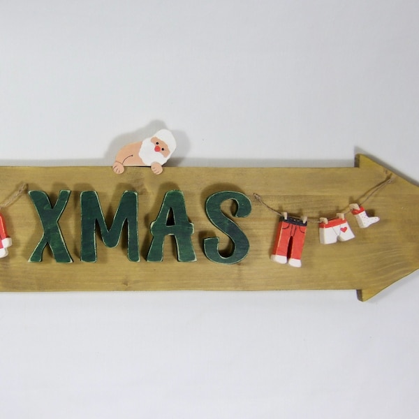 XMAS Wegweiser Pfeil Schild Holz 74cm Länge