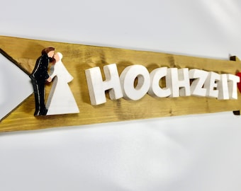 HOCHZEIT Wegweiser Pfeil Schild Holz 74cm Länge