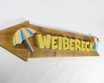 WEIBERECK Wegweiser Pfeil Schild Holz 74cm Länge