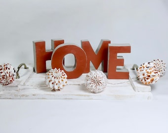 HOME concrete letters 12.5 cm high copper colored