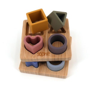 Shape puzzle wood with personalization I plug-in game I silicone I with name