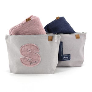 Windeltasche Musselin Buchstabe und Personalisierung I viele Farben I Motivauswahl I Wickeltasche