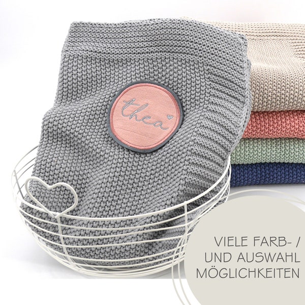 Babydecke aus Baumwolle mit personalisiertem Used Look Button