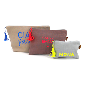Windeltasche Neon Name und Motiv I viele Farben I Motivauswahl I Wickeltasche I Kosmetiktasche
