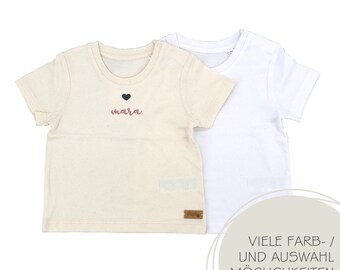 Baby- / Kids-Shirt mit Mini-Motiv und Name gestickt