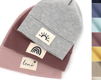 Beanie Rib Jersey met gepersonaliseerde patch