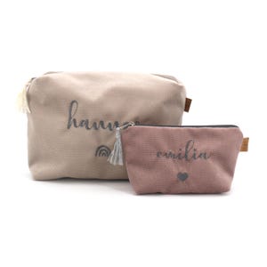 Windeltasche Samt  mit Name und Motiv I Kosmetiktasche I Motivauswahl I Wickeltasche