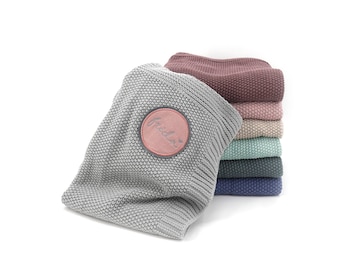 Babydecke aus Baumwolle mit personalisiertem Button I Motivauswahl I mit Name I Blanket I viele Farben