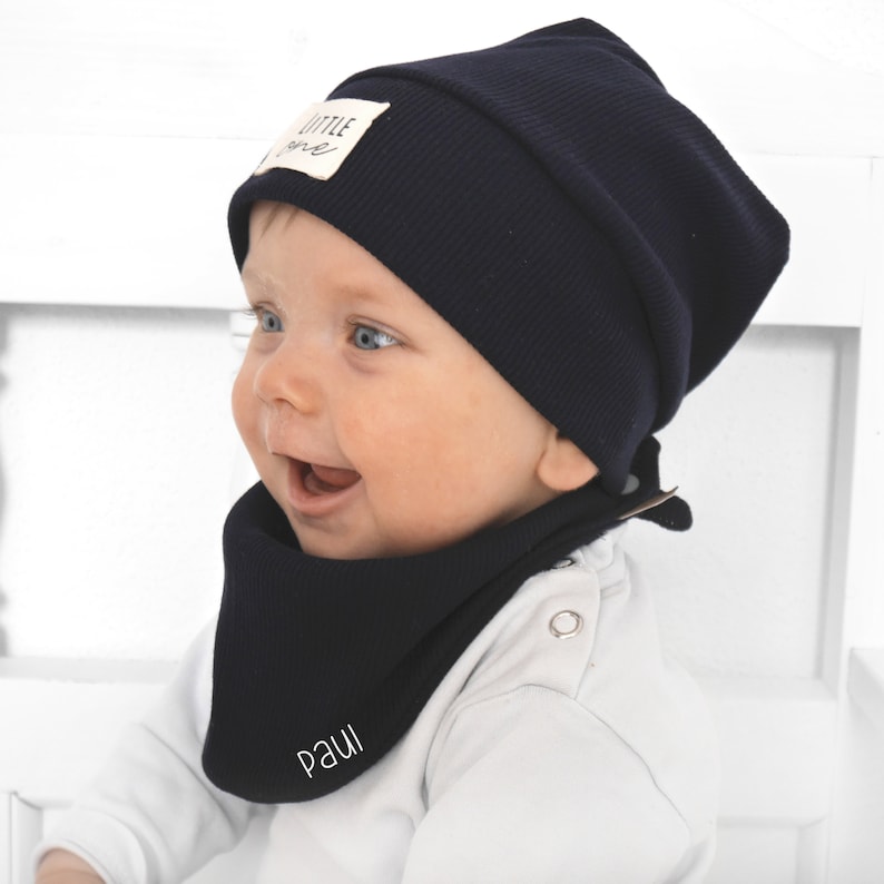 Beanie Rib Jersey mit personalisiertem Patch I viele Farben I Patchauswahl I Hipster Mütze Bild 2