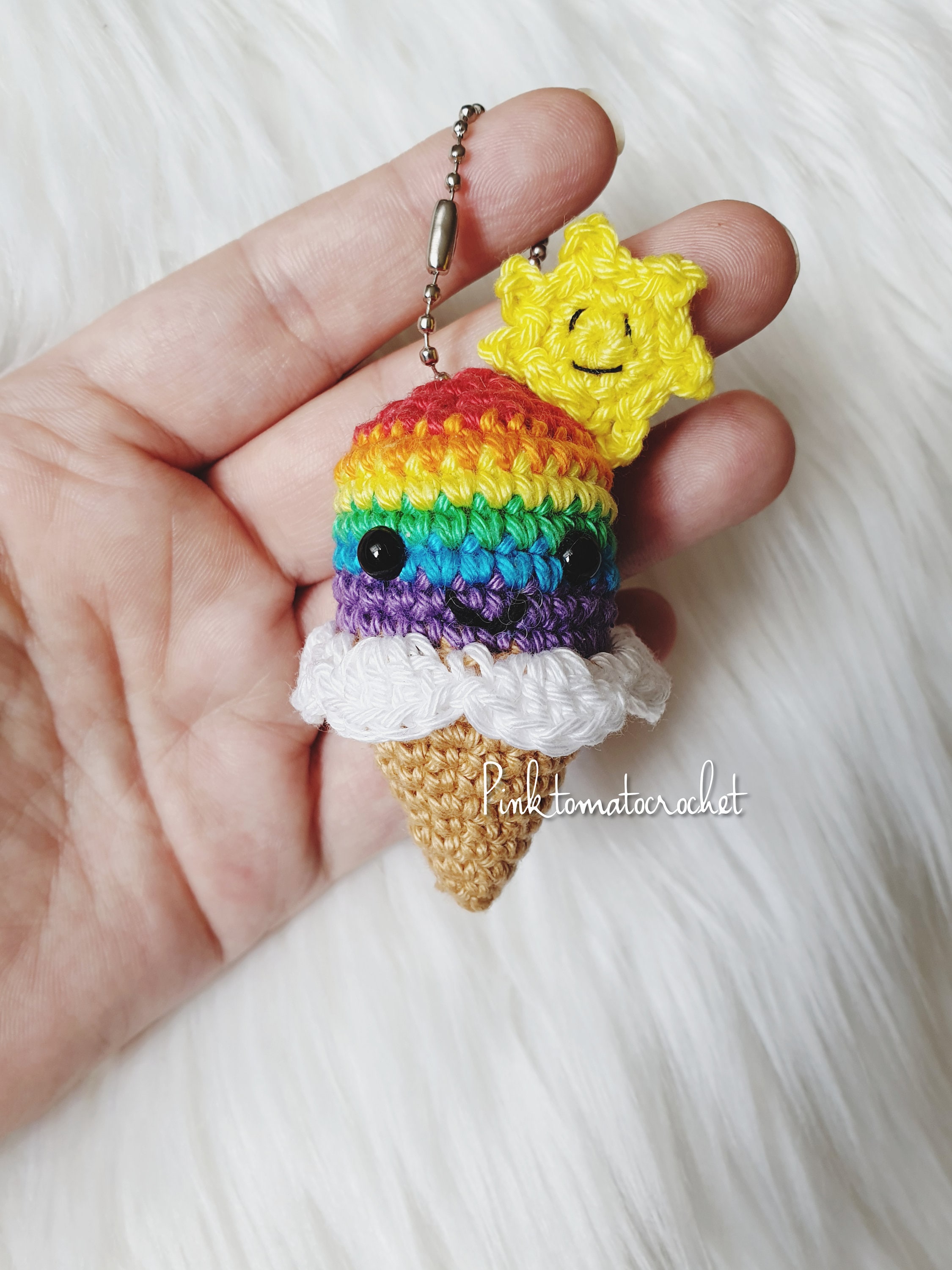Mini Rainbow Ice cream keychain CROCHET PATTERN
