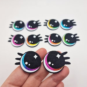 1.75&quot; Rainbow Kawaii Felt Eyes Character Eyes (3 pairs - 6 eyes)