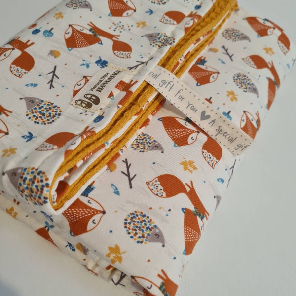 Babydecke Kuscheldecke Krabbeldecke Wagendecke Kinder Geschenk Geburt Frühling Fuchs Waffelstoff/Waffelpique