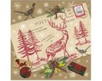 5 Servietten Tiere Winter Hirsche Elche Wald Serviettentechnik Motivservietten