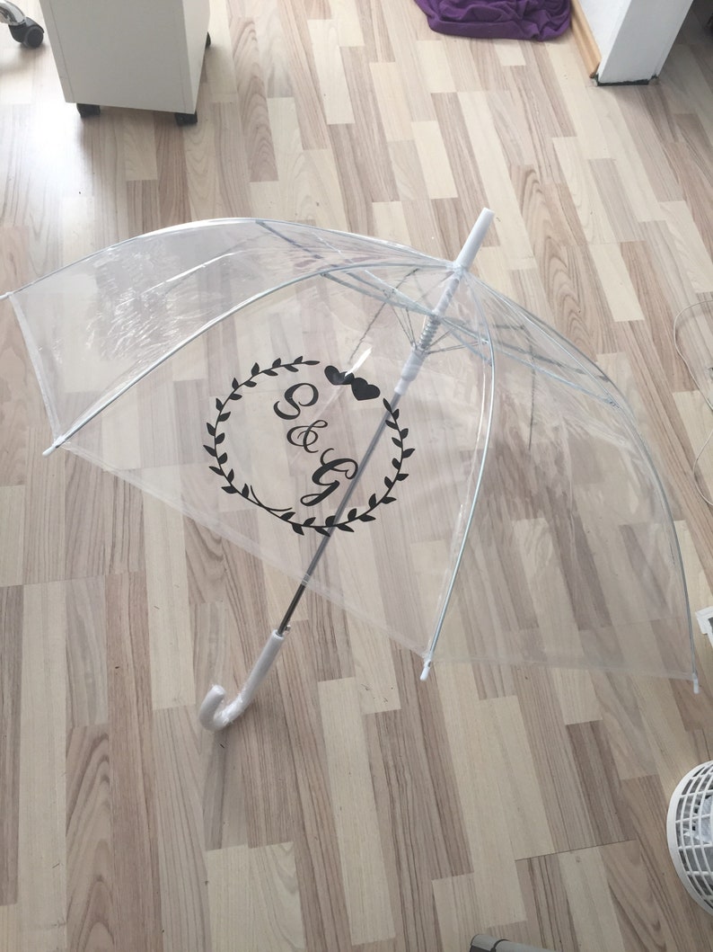 Regenschirm transparent personalisiert Hochzeit Braut image 8