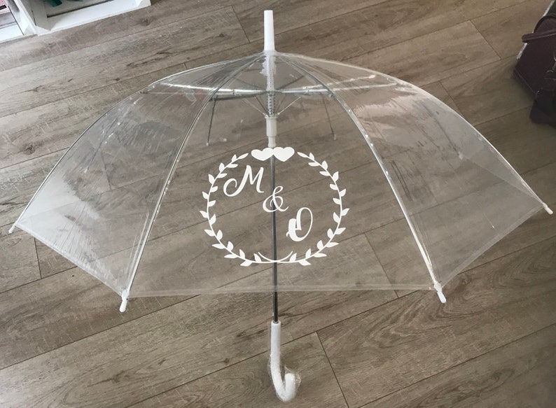 Regenschirm transparent personalisiert Hochzeit Braut image 4