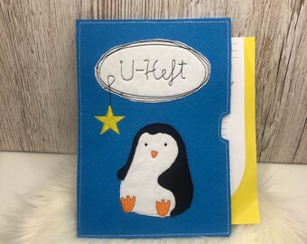 U Heft Hülle Pinguin Filz