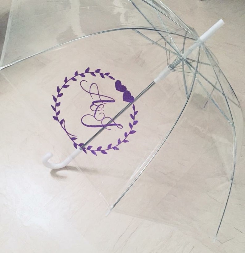 Regenschirm transparent personalisiert Hochzeit Braut image 6