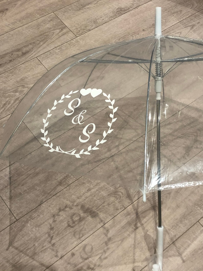 Regenschirm transparent personalisiert Hochzeit Braut image 3