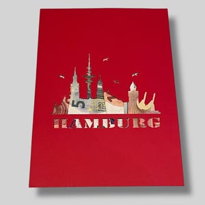 Geldgeschenk- Hamburg Passepartout aus Papier in A4 - Perfekt zu verschenken von Geld für jeden Anlass - in verschiedenen Farben