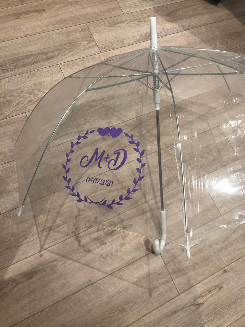 Regenschirm transparent personalisiert Hochzeit Braut image 2