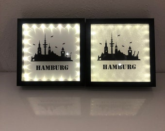 Skyline Hamburg picture illuminated