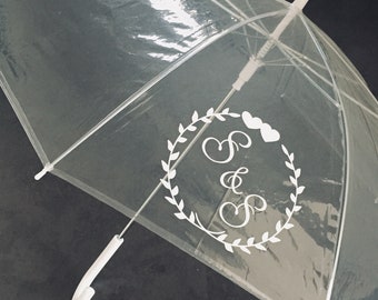 Regenschirm transparent personalisiert Hochzeit Braut