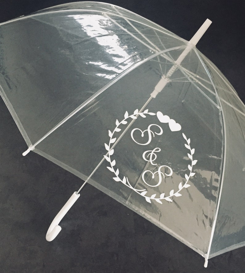 Regenschirm transparent personalisiert Hochzeit Braut image 1