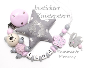 Pacifier chain silicone bunny named girl