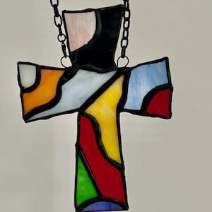 Mulit-colored stained glass cross