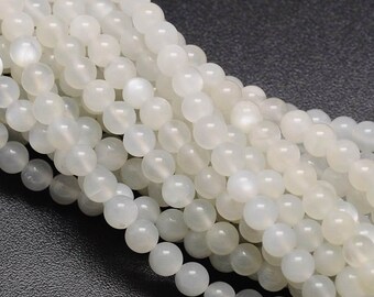 Mondstein 4mm Perlen rund Schmuckperlen weiß Opalit synthetisch 1 Strang