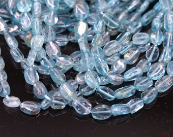 Blauer Topaz Perlenstrang ca. 6 x 3 x 3,5 mm unregelmäßige ovale Perlen (ca. 37 cm Länge)